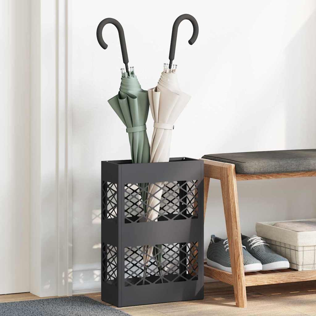 vidaXL Stojak na Parasol Deszczowy Czarny 28 x 12 x 41 cm Stal