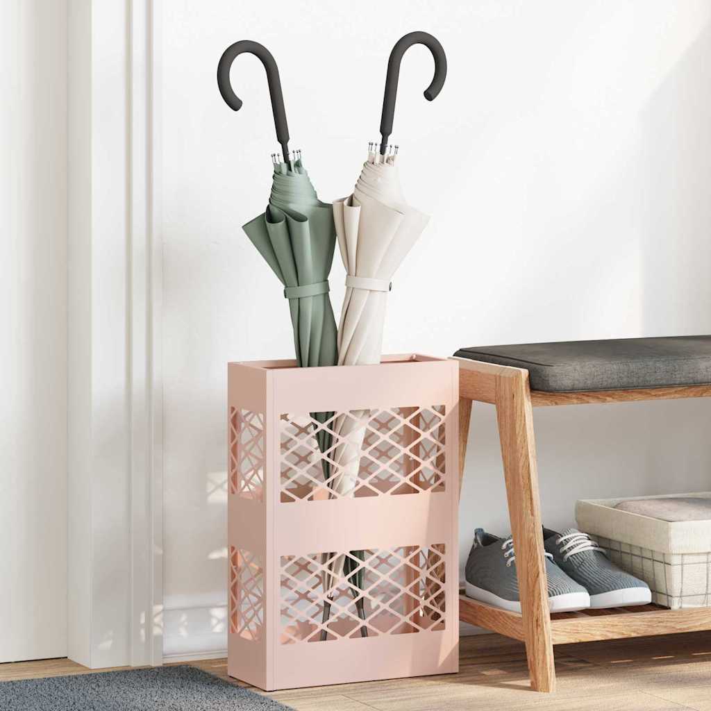 vidaXL Stojak na Parasol Deszczowy różowy 28 x 12 x 41 cm Stal