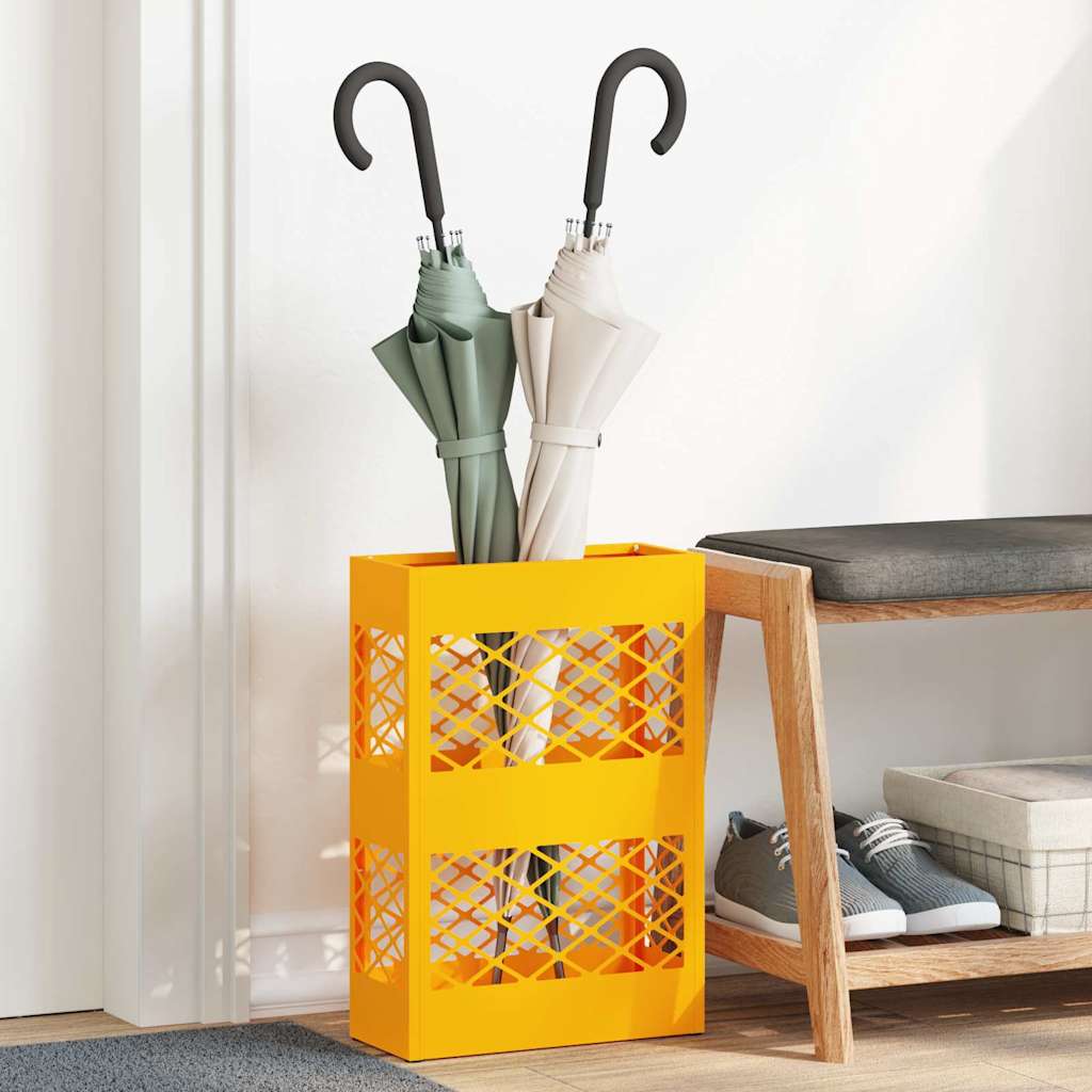 vidaXL Stojak na Parasol Deszczowy Musztardowy żółty 28 x 12 x 41 cm