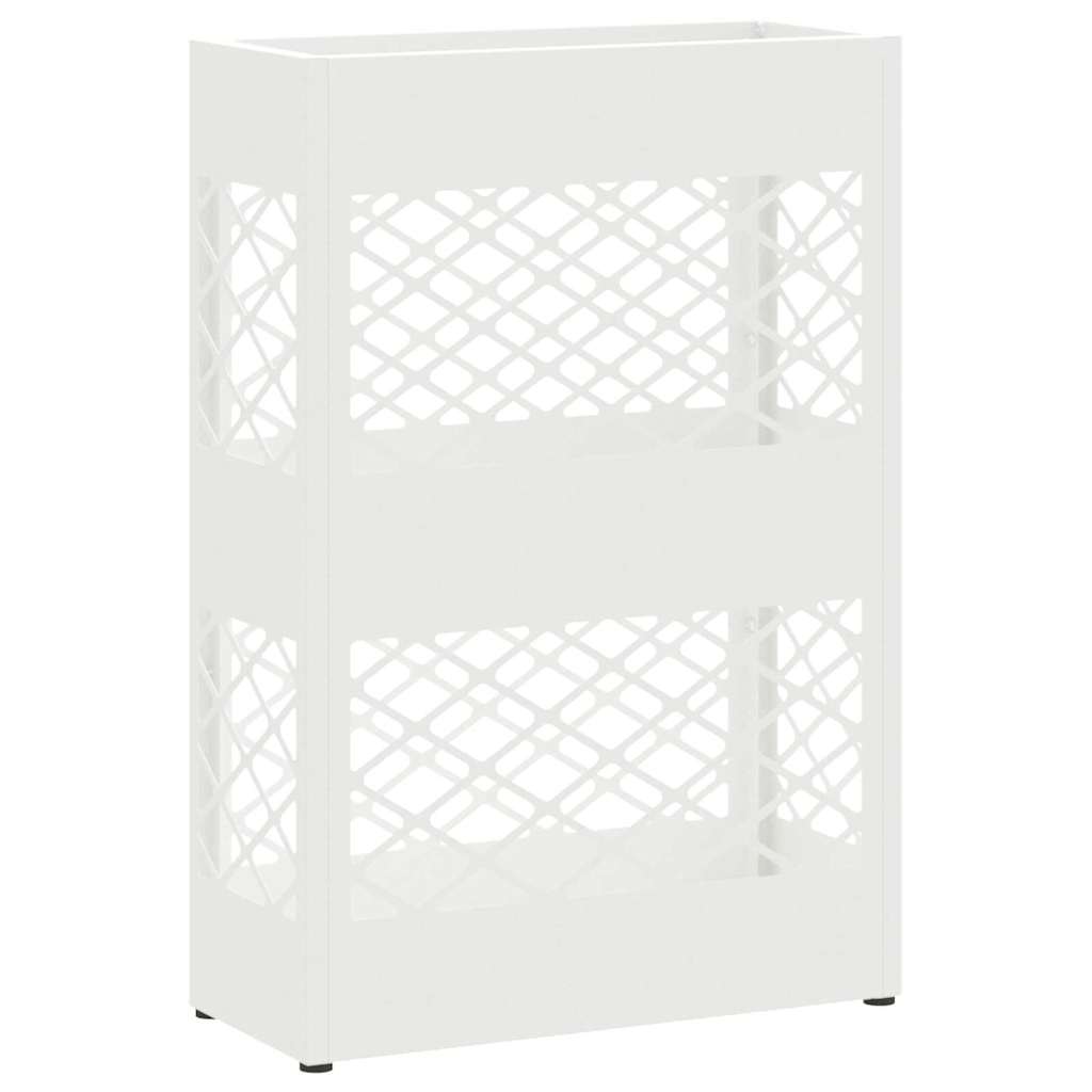 vidaXL Stojak na Parasol Deszczowy Biały 28 x 12 x 41 cm Stal