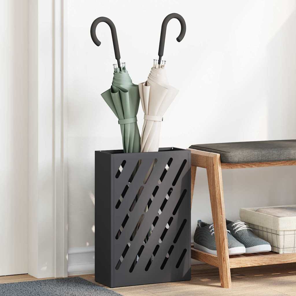 vidaXL Stojak na Parasol Deszczowy Czarny 28 x 12 x 41 cm Stal