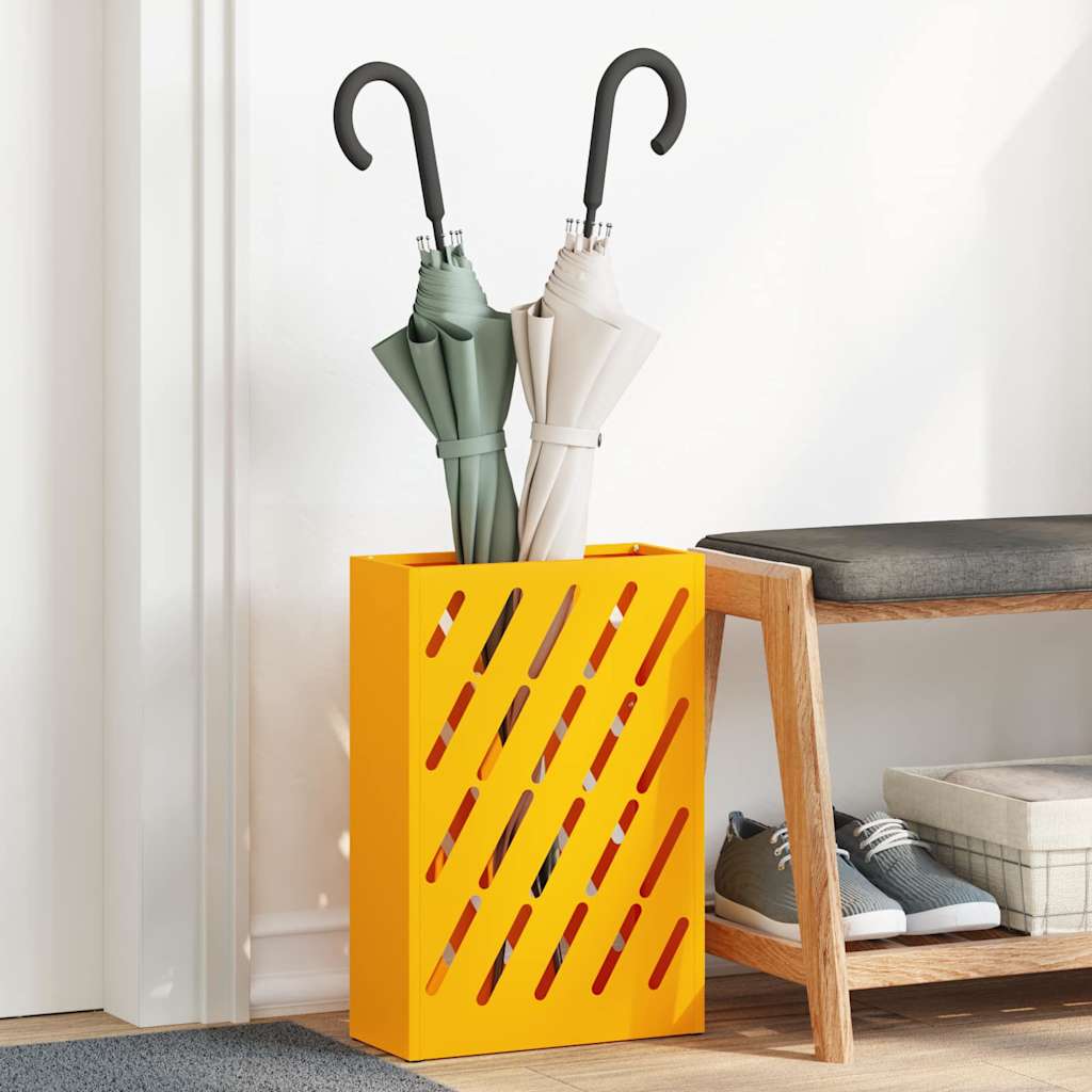 vidaXL Stojak na Parasol Deszczowy Musztardowy żółty 28 x 12 x 41 cm