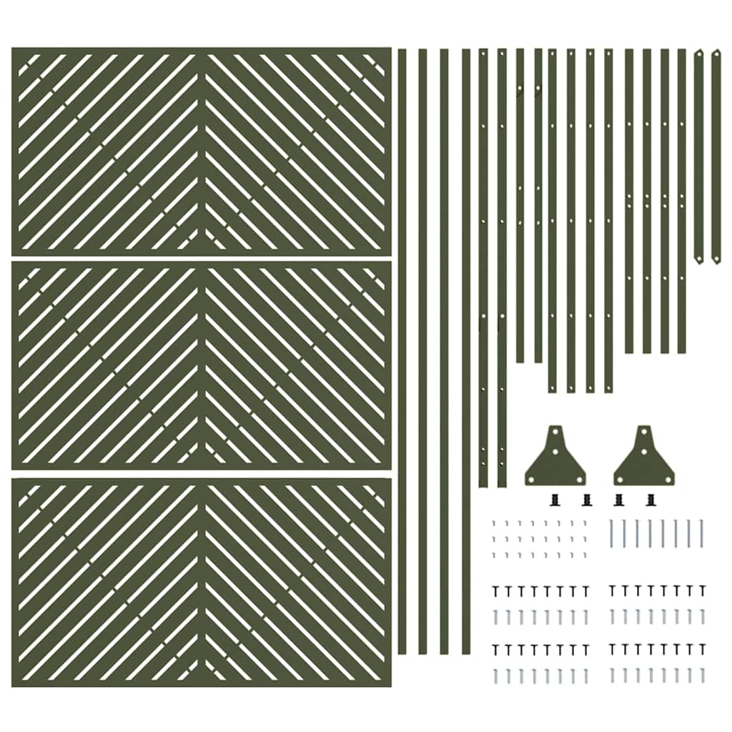 vidaXL Ekran prywatności Oliwkowy 100 x 50 x 180 cm Stal