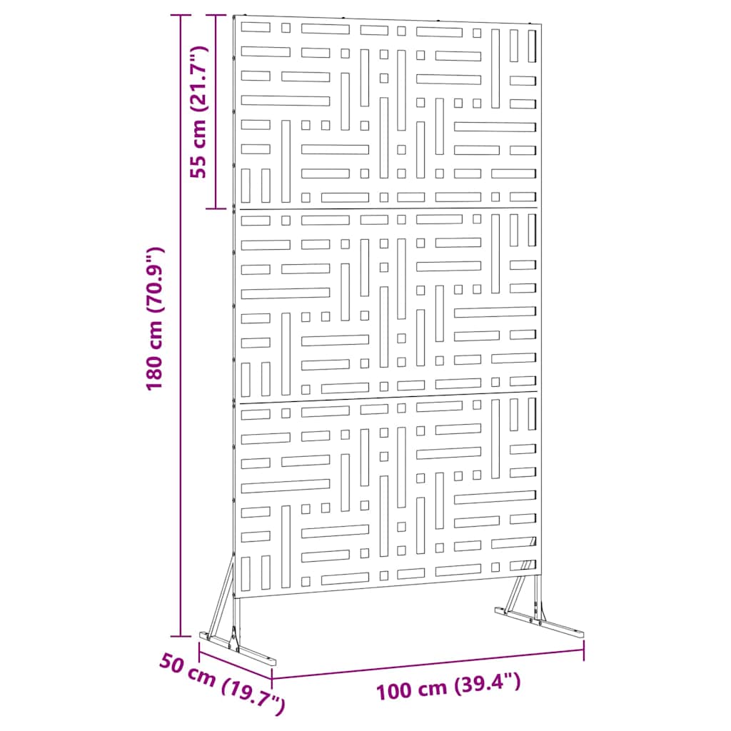 vidaXL Ekran prywatności Szary 100 x 50 x 180 cm Stal