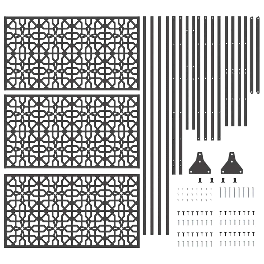 vidaXL Ekran prywatności Czarny 100 x 50 x 180 cm Stal