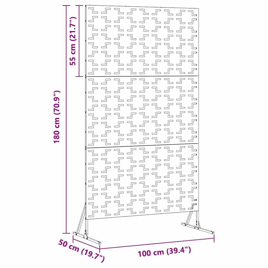 vidaXL Ekran prywatności Szary 100 x 50 x 180 cm Stal