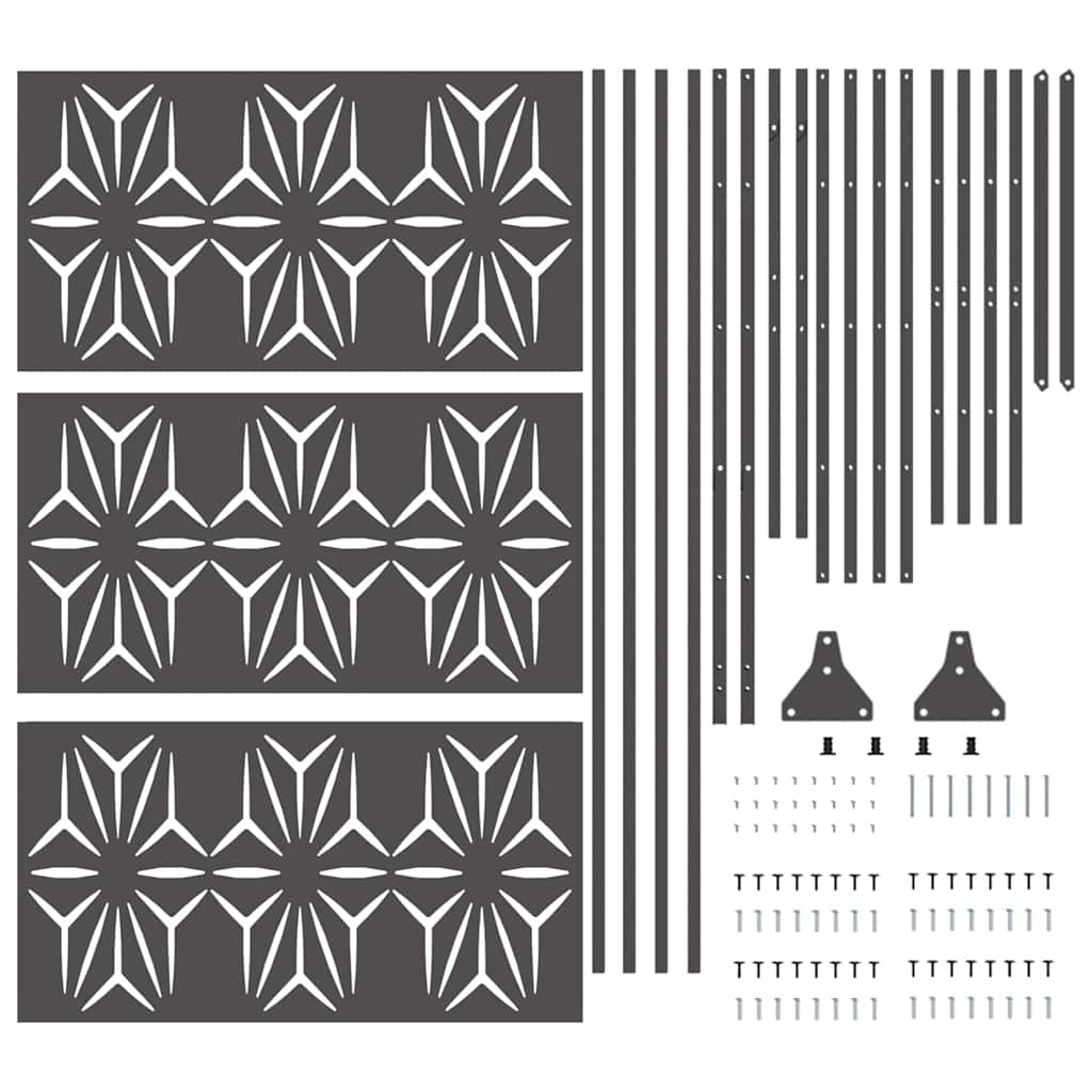 vidaXL Ekran prywatności Czarny 100 x 50 x 180 cm Stal