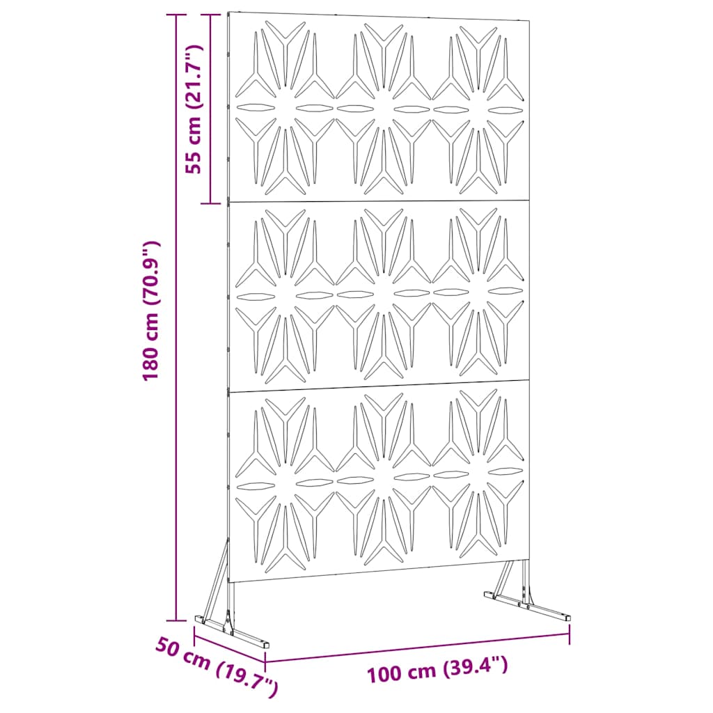 vidaXL Ekran prywatności Oliwkowy 100 x 50 x 180 cm Stal