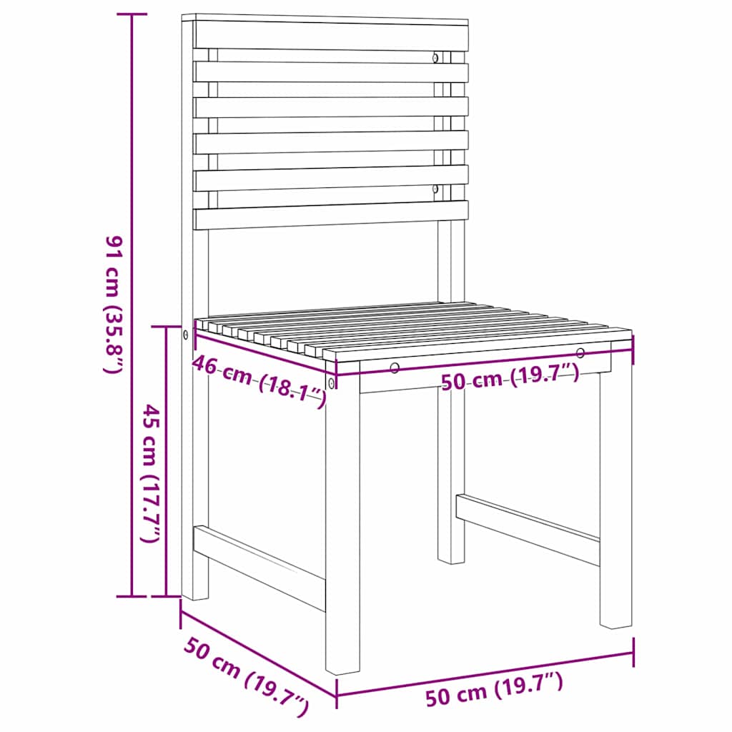 vidaXL Krzesło Ogrodowe 2 pcs Brązowy 50 x 50 x 91cm