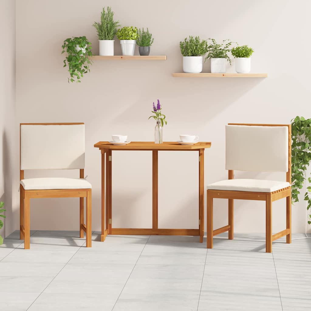 vidaXL Krzesło Ogrodowe z poduszką 2 pcs Brązowy Lite drewno akacjowe