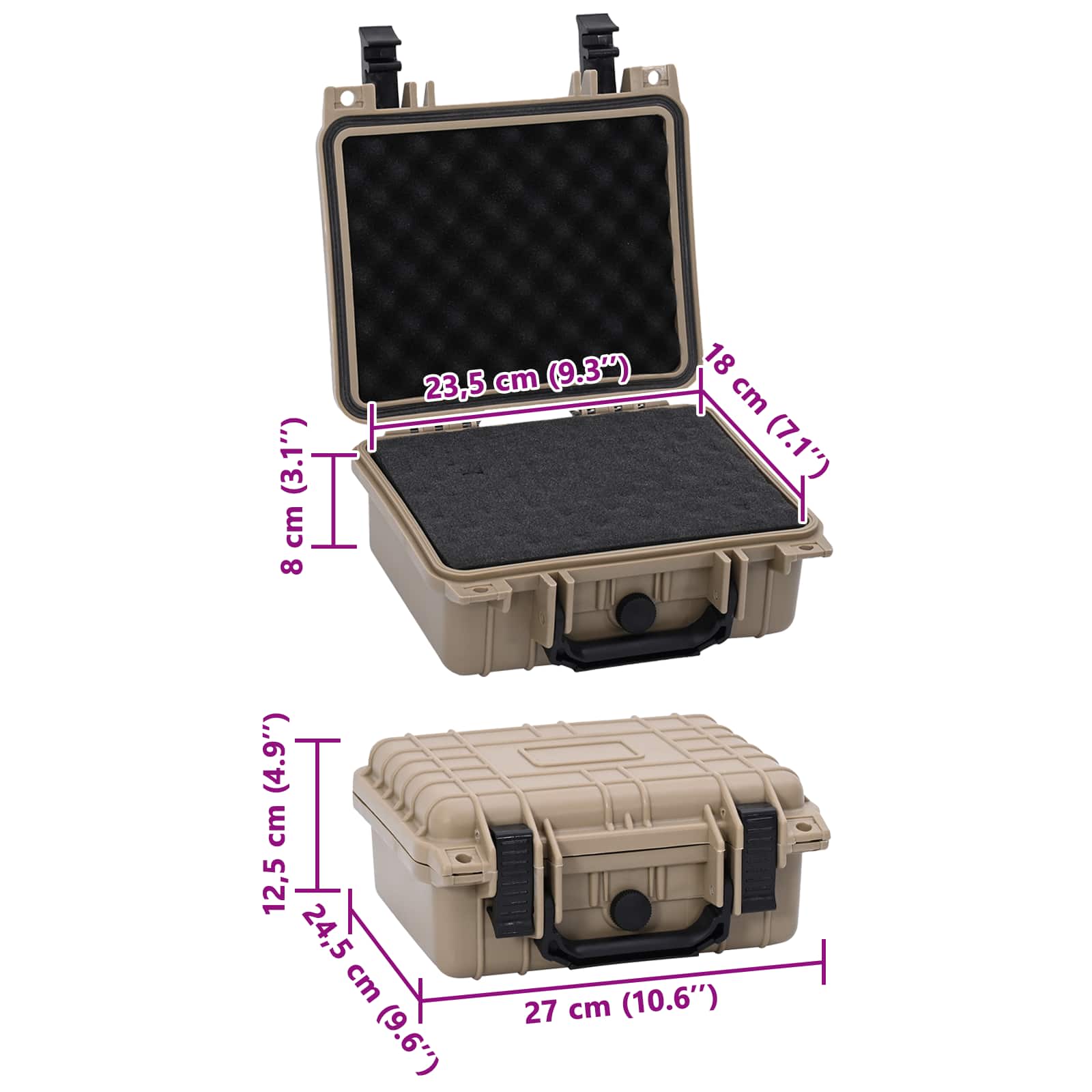 vidaXL Twarda walizka piaskowy 27 x 24,5 x 12,5 cm Polipropylen i ABS