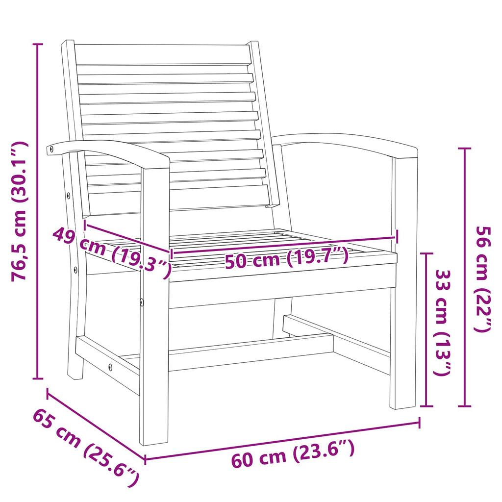 vidaXL Krzesło 2 Sztuka Brązowy 65 x 60 x 76,5 cm Lite drewno teakowe