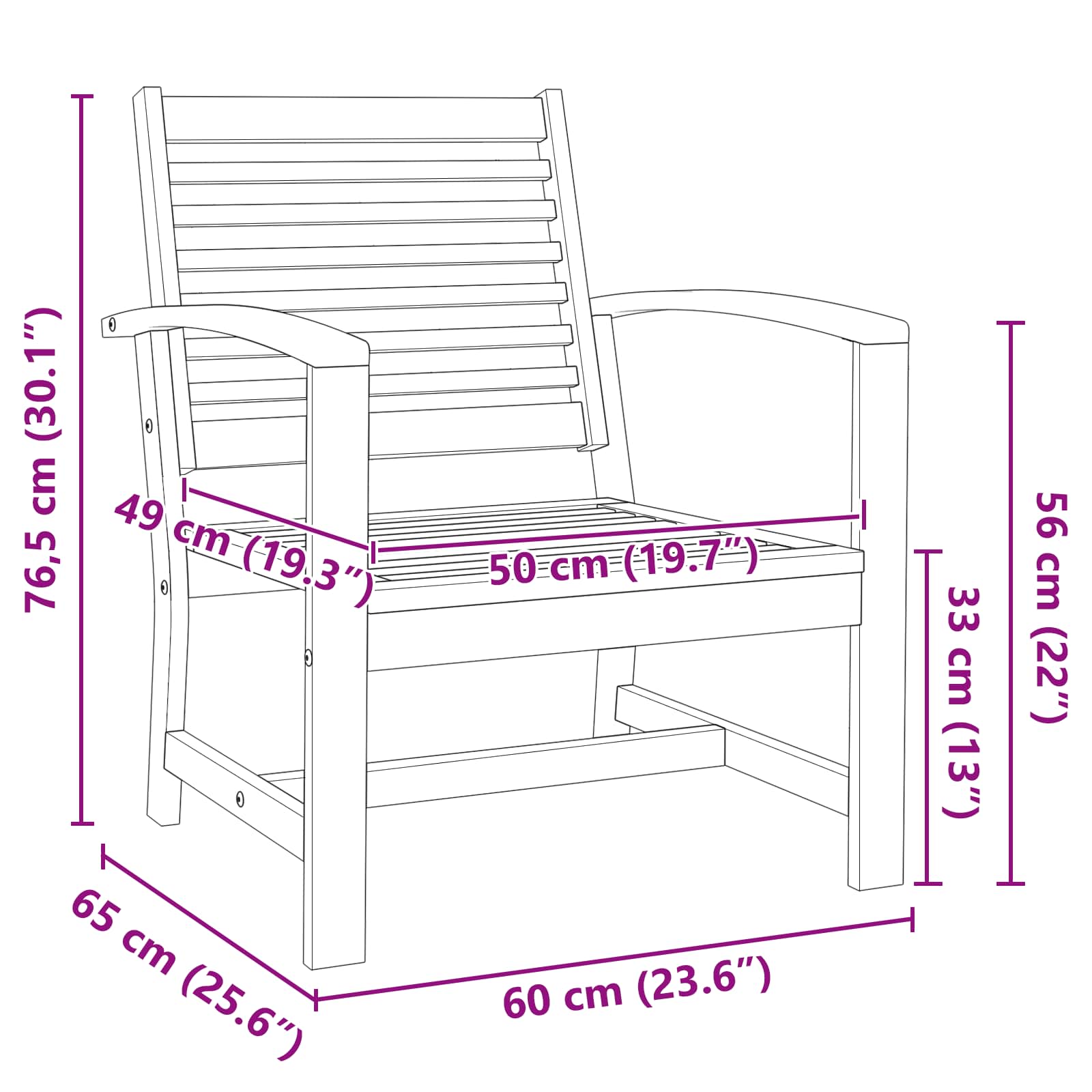 vidaXL Krzesło 2 Sztuka Brązowy 65 x 60 x 76,5 cm Lite drewno teakowe