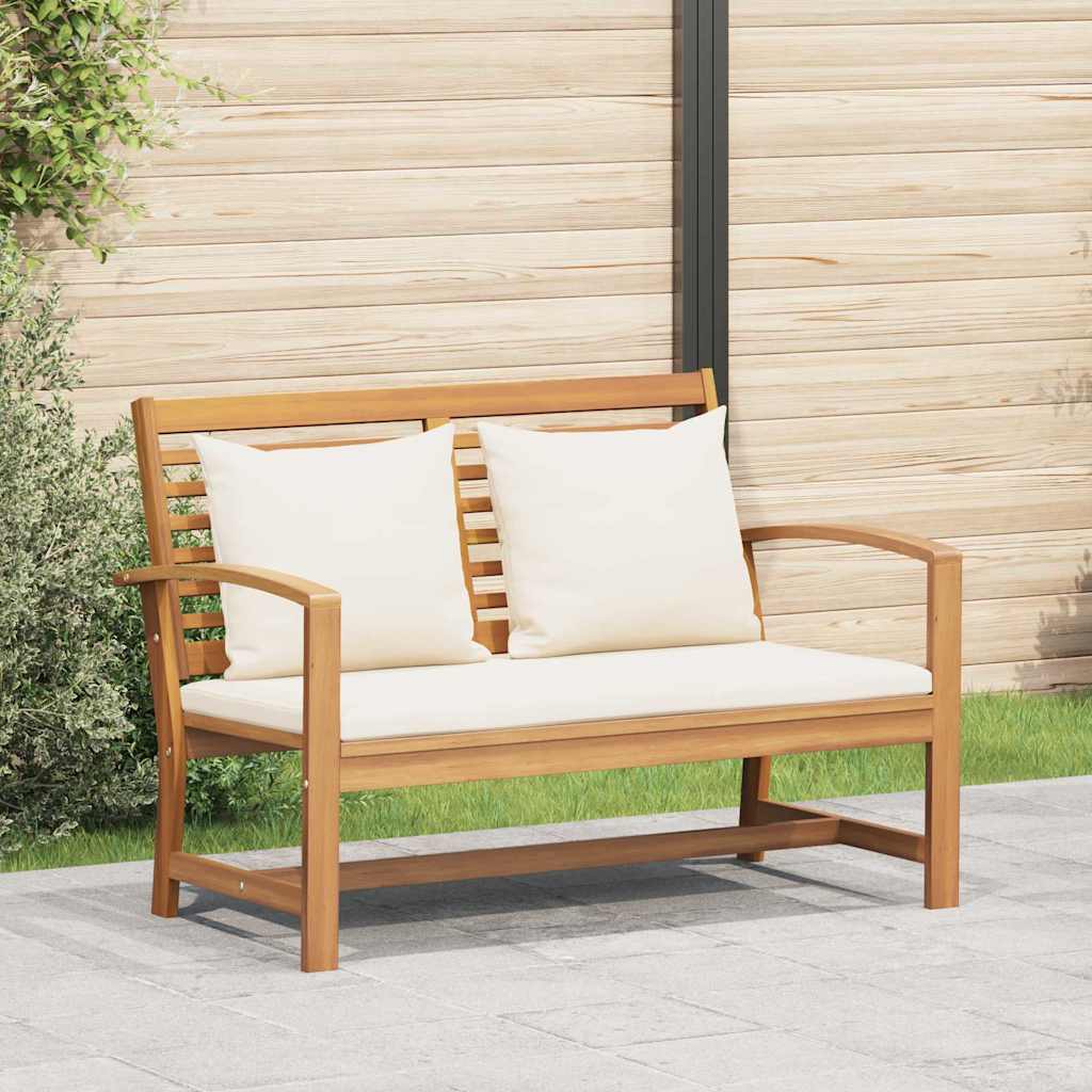 vidaXL ławka Brązowy i Kremowy 110 x 66 x 76 cm Lite drewno teakowe