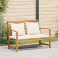 vidaXL ławka Brązowy i Kremowy 110 x 66 x 76 cm Lite drewno teakowe