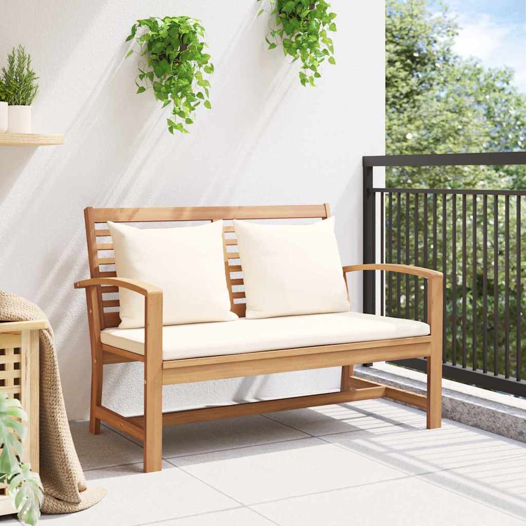 vidaXL ławka Brązowy i Kremowy 110 x 66 x 76 cm Lite drewno teakowe