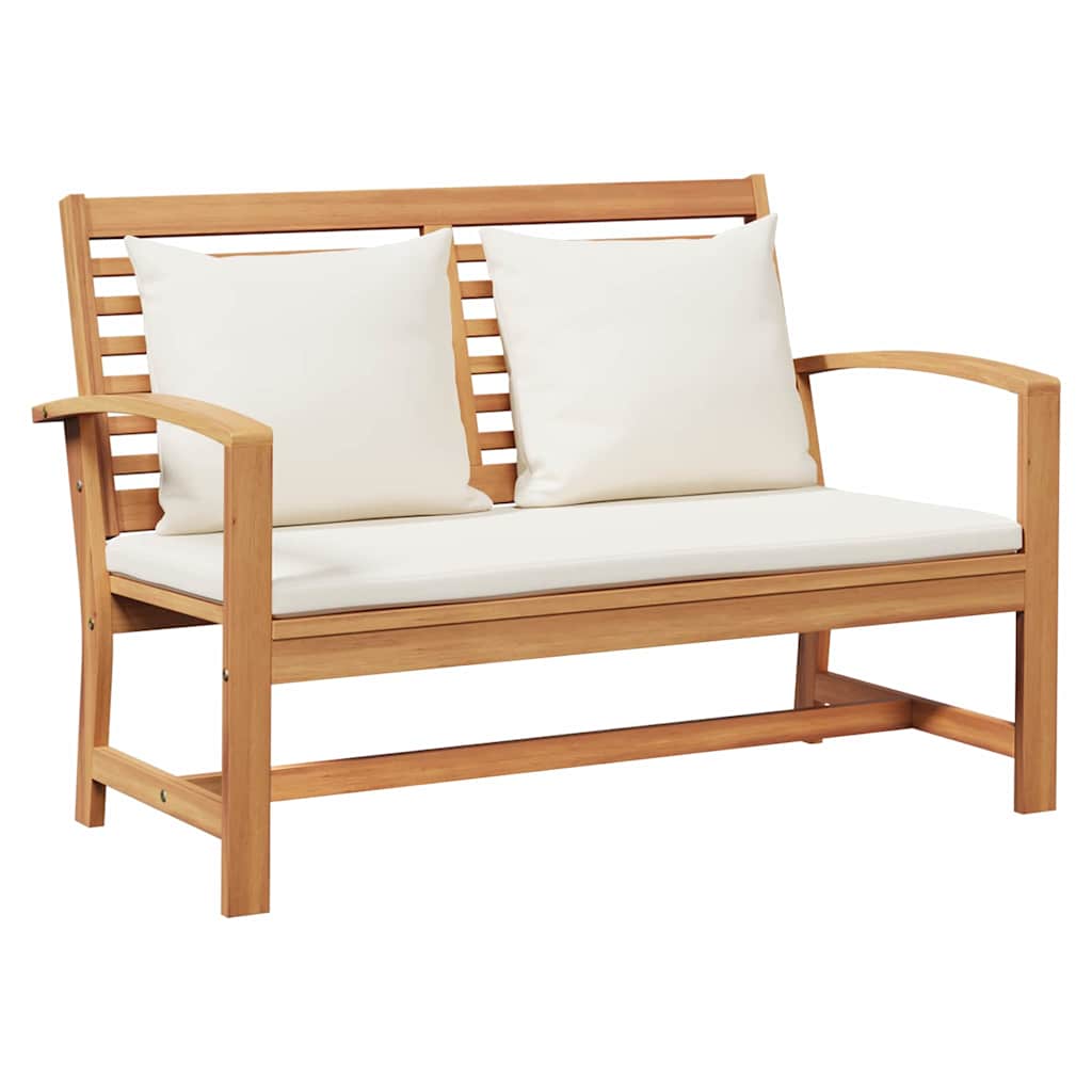 vidaXL ławka Brązowy i Kremowy 110 x 66 x 76 cm Lite drewno teakowe