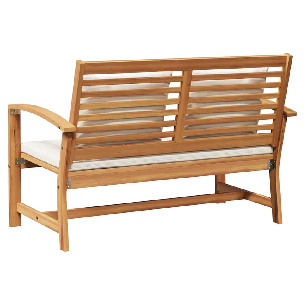 vidaXL ławka Brązowy i Kremowy 110 x 66 x 76 cm Lite drewno teakowe