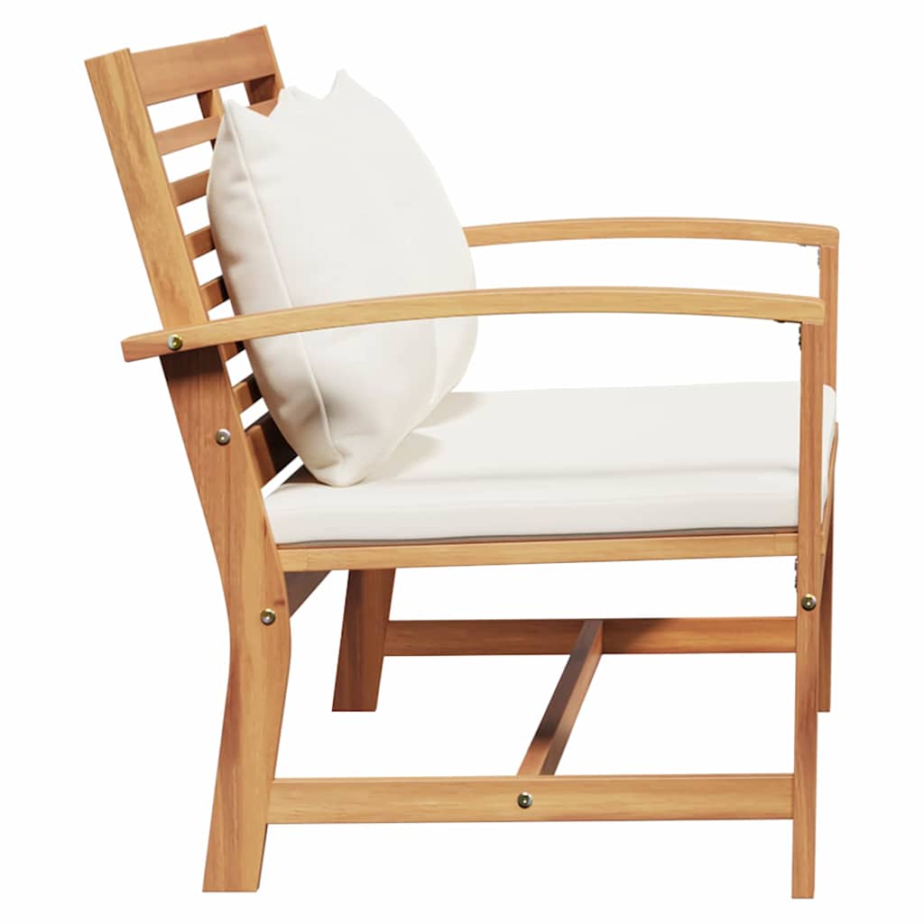 vidaXL ławka Brązowy i Kremowy 110 x 66 x 76 cm Lite drewno teakowe
