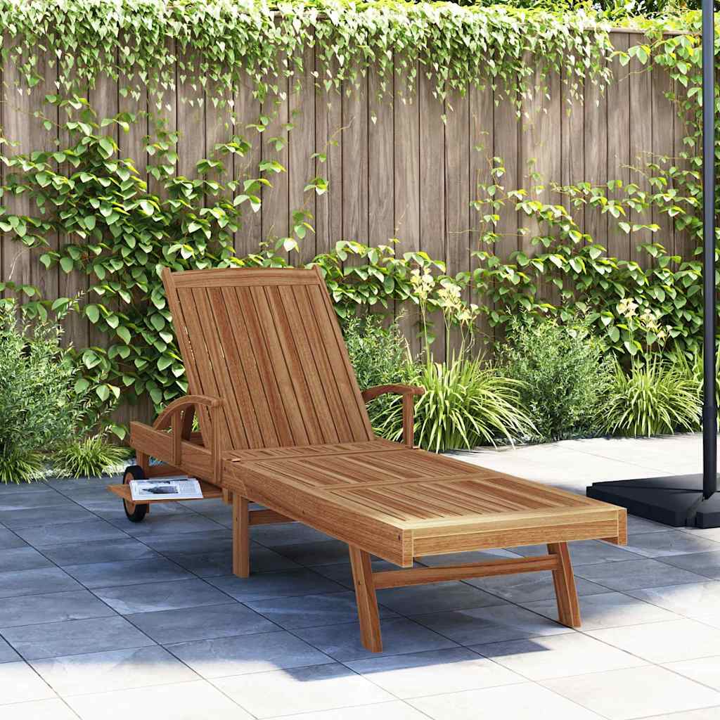 vidaXL Leżak z poduszką Brązowy 195 x 59 x 78,5 cm Lite drewno teakowe