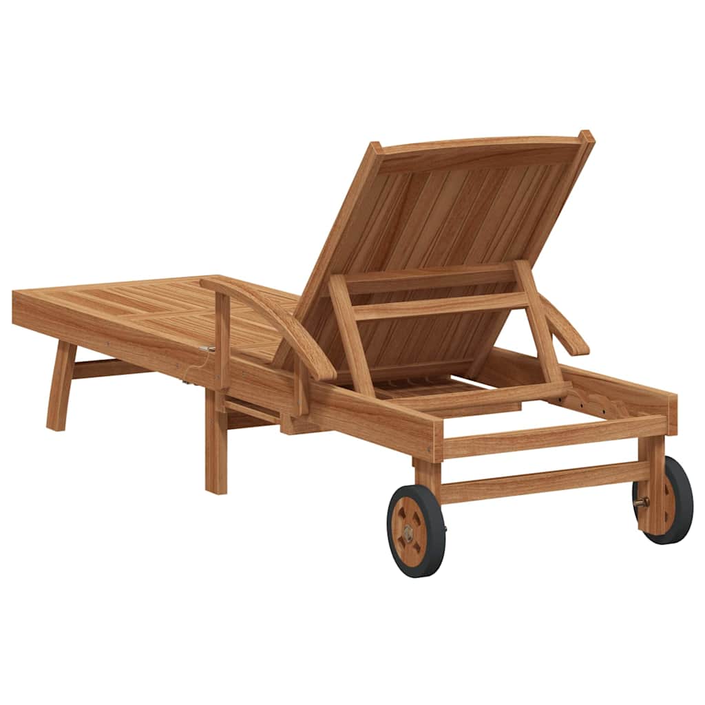 vidaXL Leżak z poduszką Brązowy 195 x 59 x 78,5 cm Lite drewno teakowe