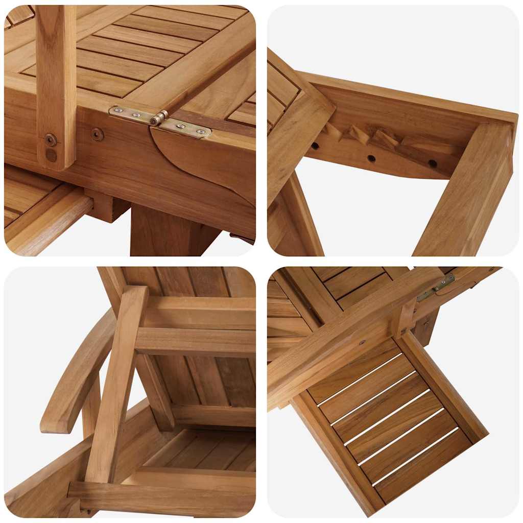 vidaXL Leżak z poduszką 1-osoba 2 pcs Brązowy Lite drewno teakowe
