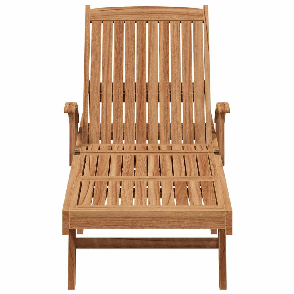 vidaXL Leżak z poduszką 1-osoba 2 pcs Brązowy Lite drewno teakowe