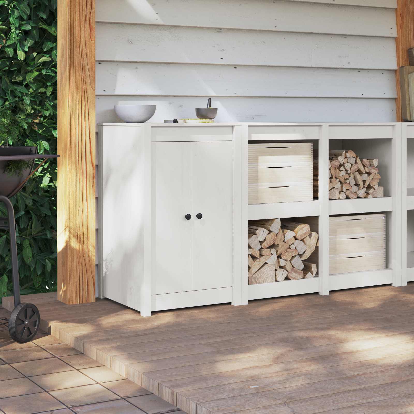 vidaXL Drzwi do kuchni MEPPEL Biały 50 x 9 x 82 cm Lite drewno sosnowe