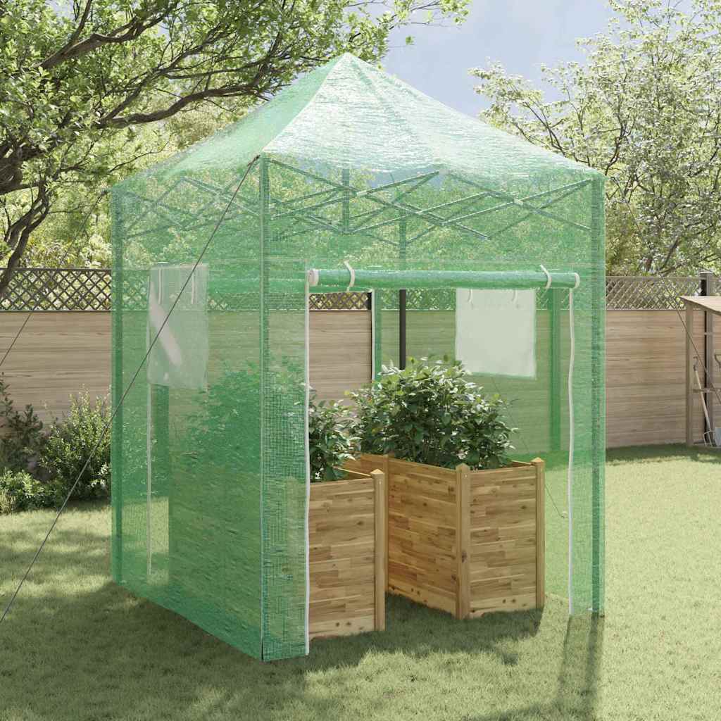 vidaXL Szklarnię z rozkładaną ramą Zielony 200 x 200 x 300 cm Żelazo
