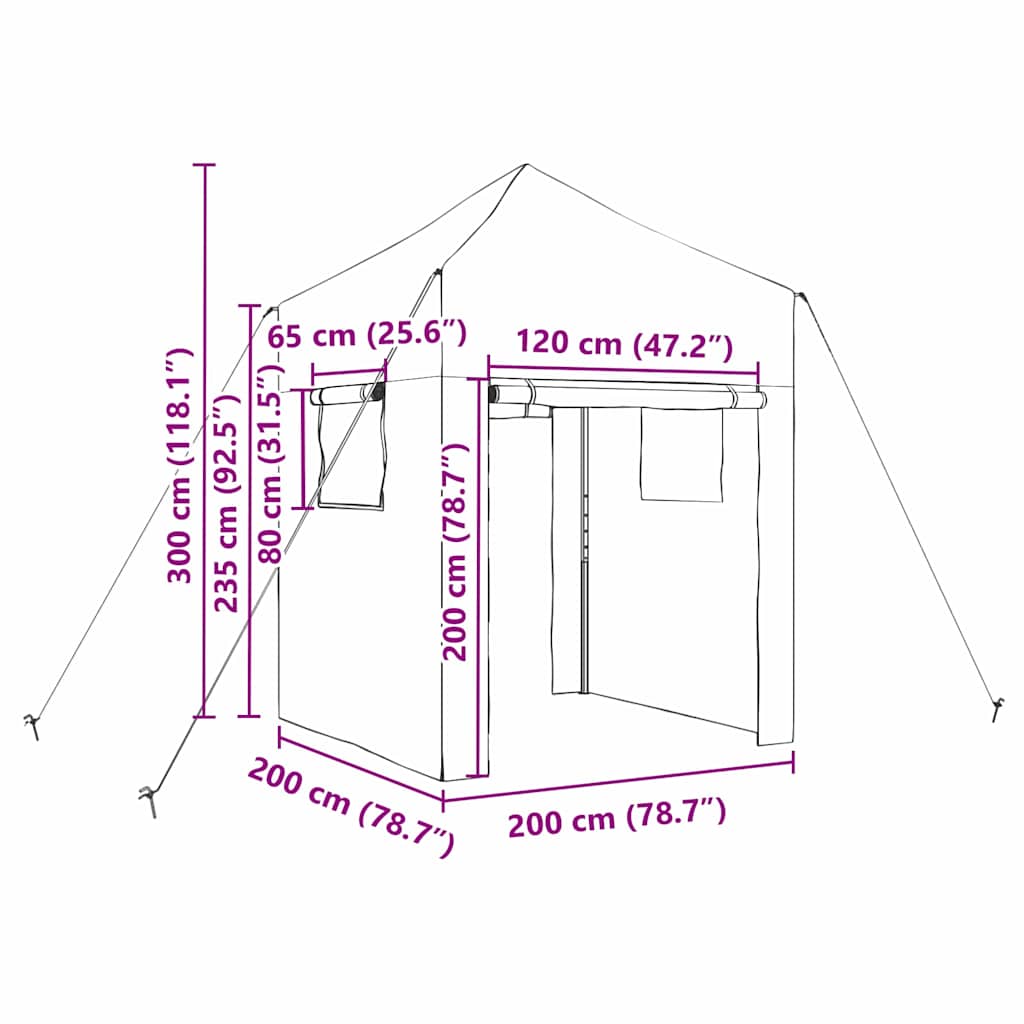 vidaXL Szklarnię z rozkładaną ramą Zielony 200 x 200 x 300 cm Żelazo