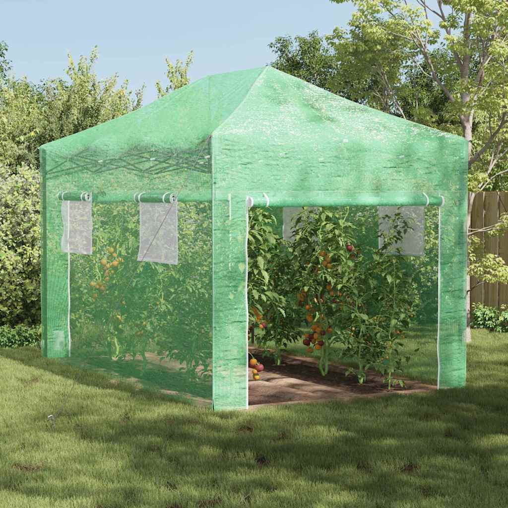 vidaXL Szklarnię z rozkładaną ramą Zielony 280 x 410 x 315 cm Żelazo