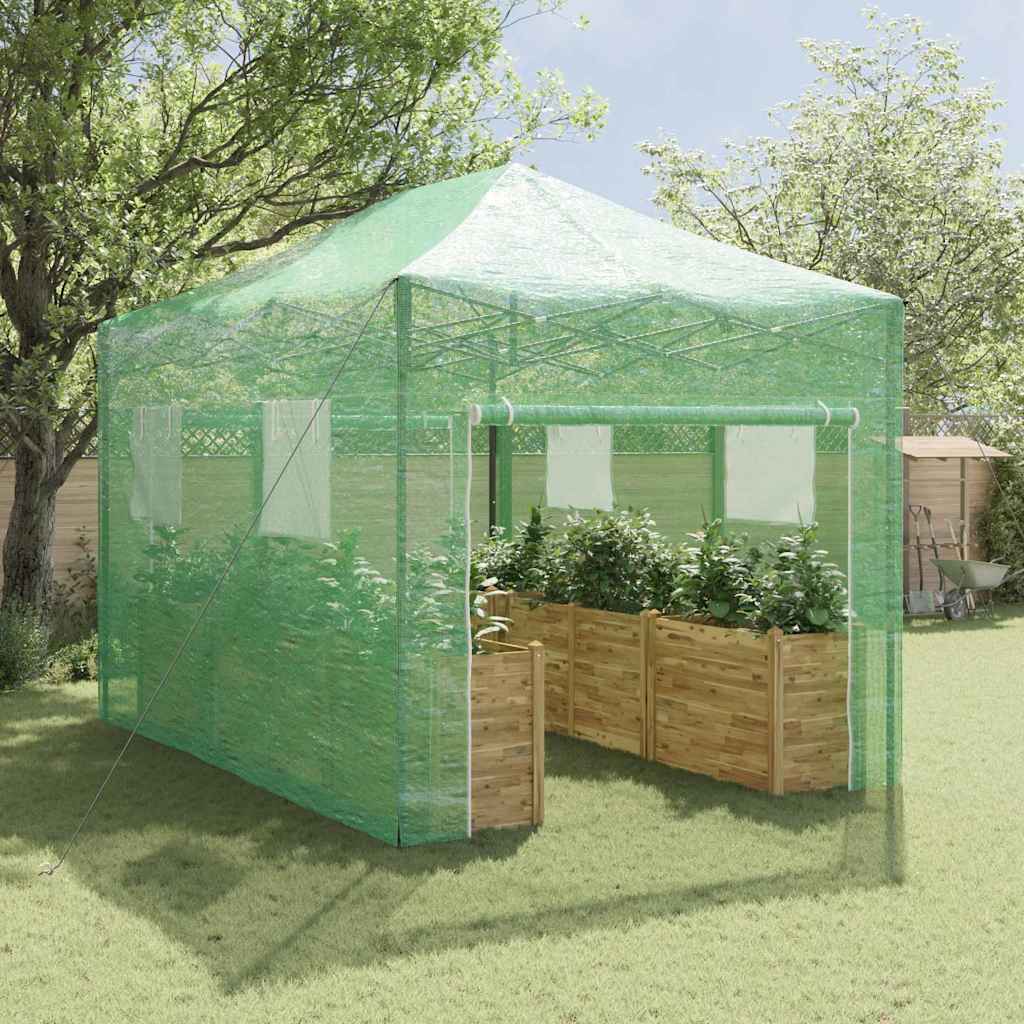 vidaXL Szklarnię z rozkładaną ramą Zielony 280 x 410 x 315 cm Żelazo
