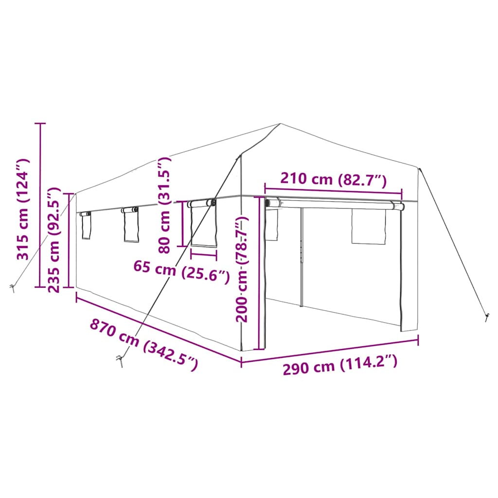vidaXL Szklarnię z rozkładaną ramą Zielony 290 x 870 x 315 cm Żelazo