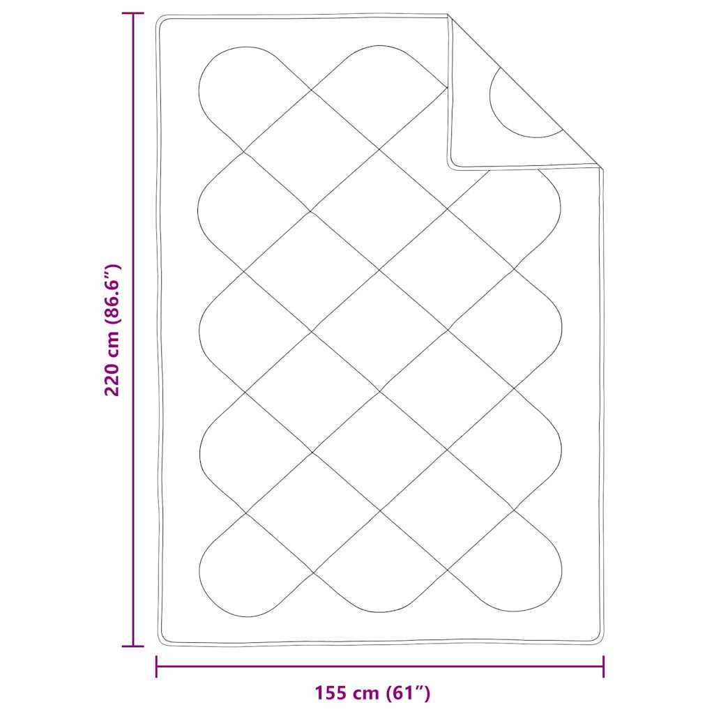vidaXL Zimowa Kołdra Biały 220 x 155 x 0 cm Poliester