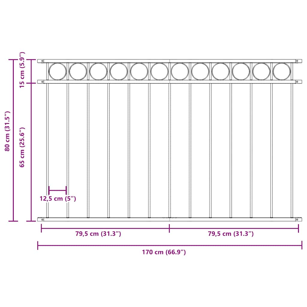 vidaXL Element ogrodzenia ASSEN Szary 170 x 80 cm Stal