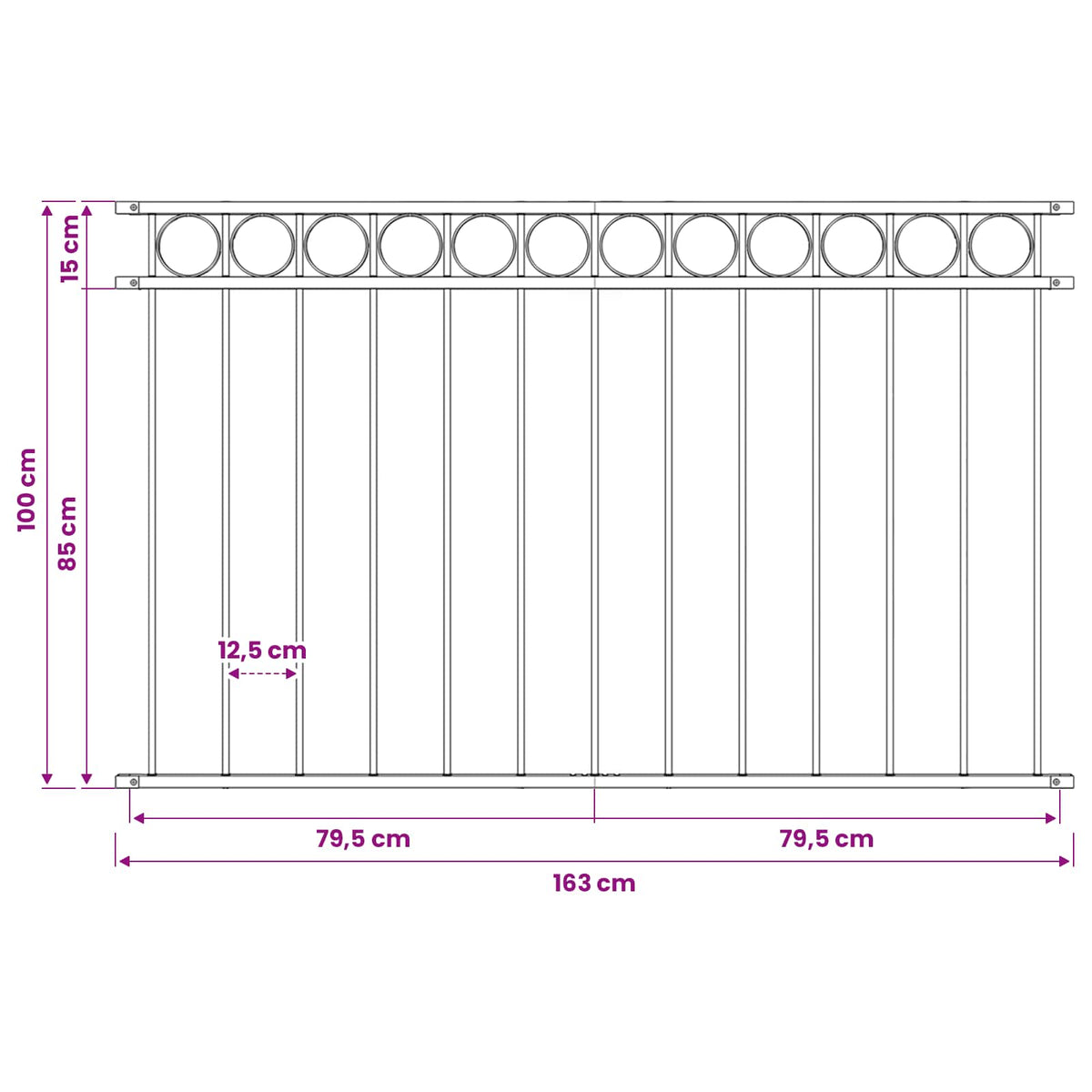 vidaXL Element ogrodzenia ASSEN 163 x 100 cm Stal Szary