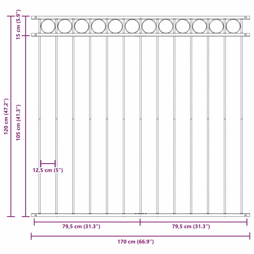 vidaXL Element ogrodzenia ASSEN Szary 170 x 120 cm Stal