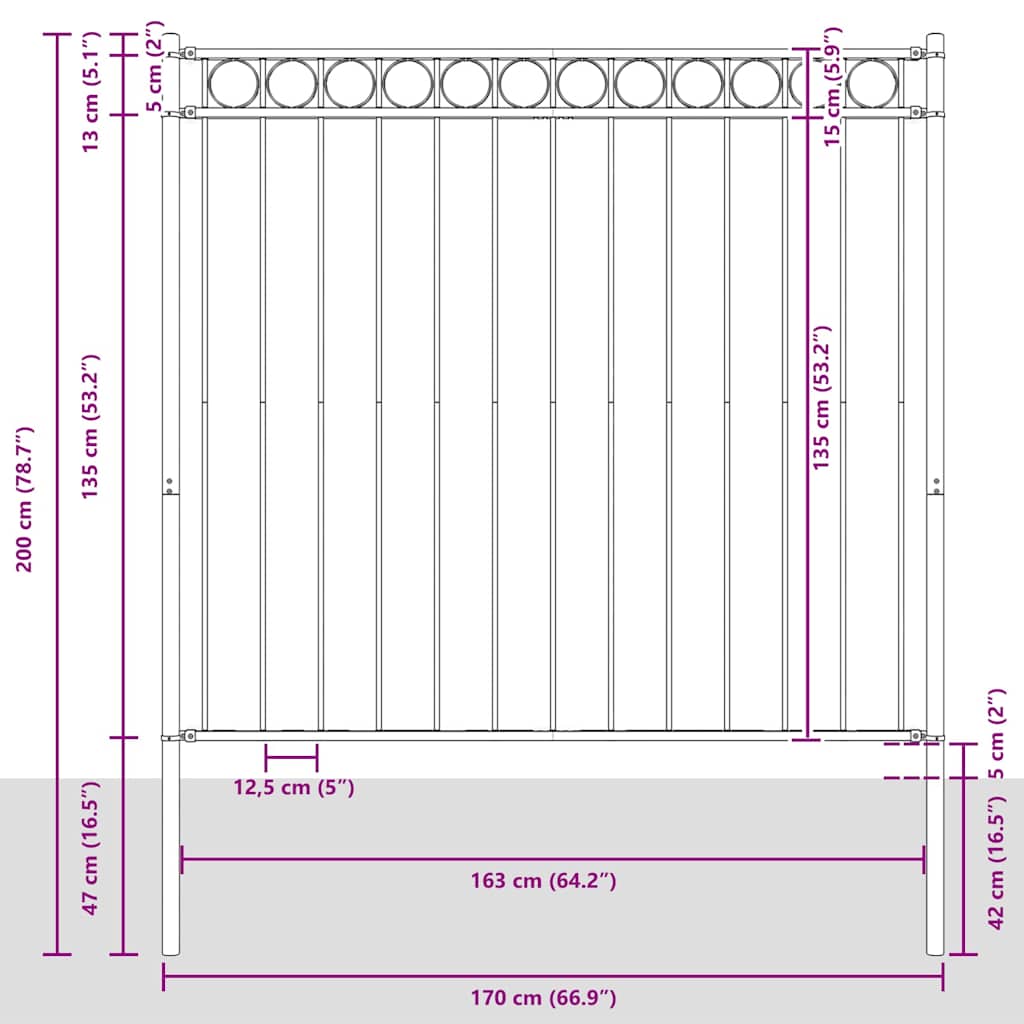 vidaXL Element ogrodzenia ASSEN Biały 170 x 200 cm Stal
