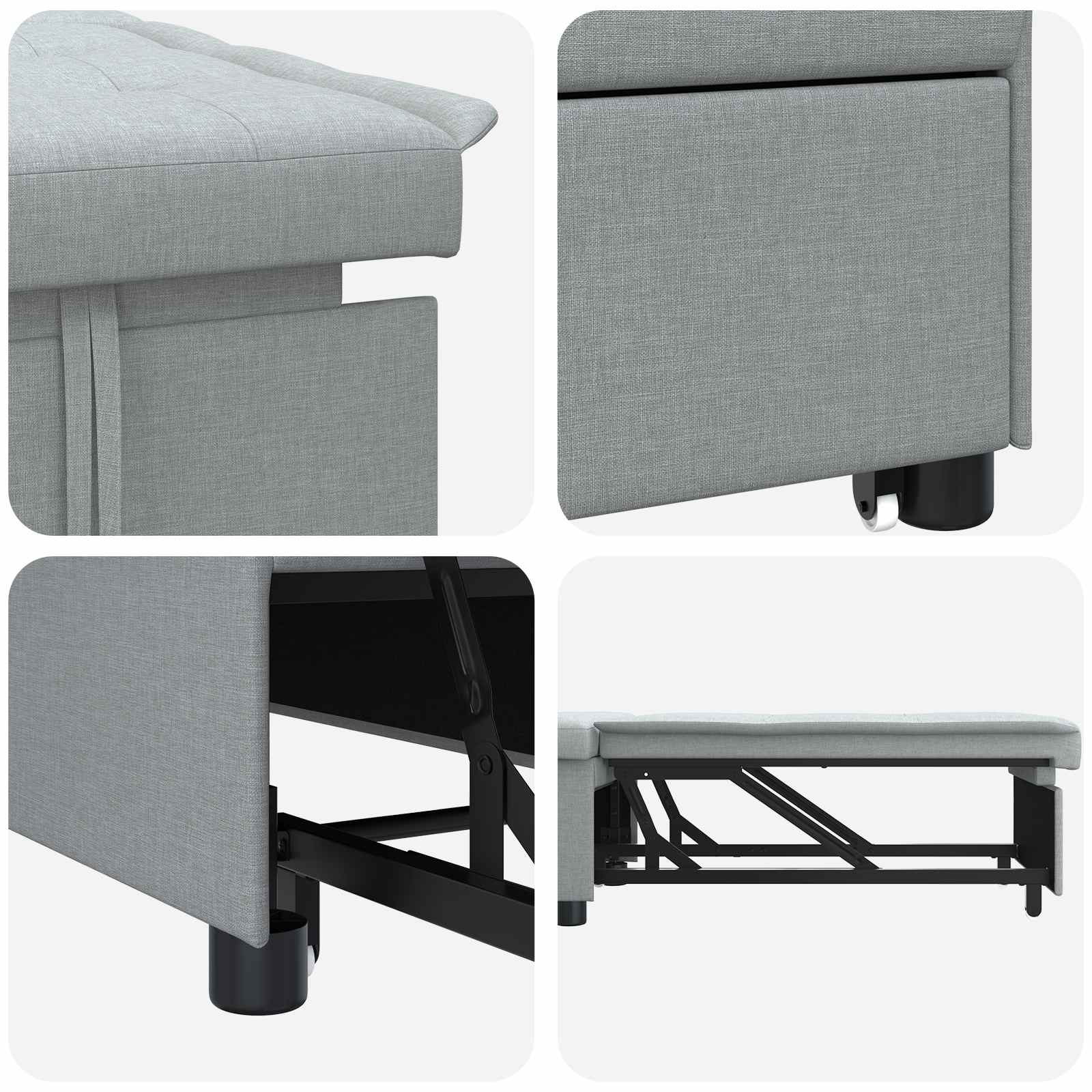 vidaXL Rozkładana sofa Jasnoszary 194 x 50 x 82 cm tkanina