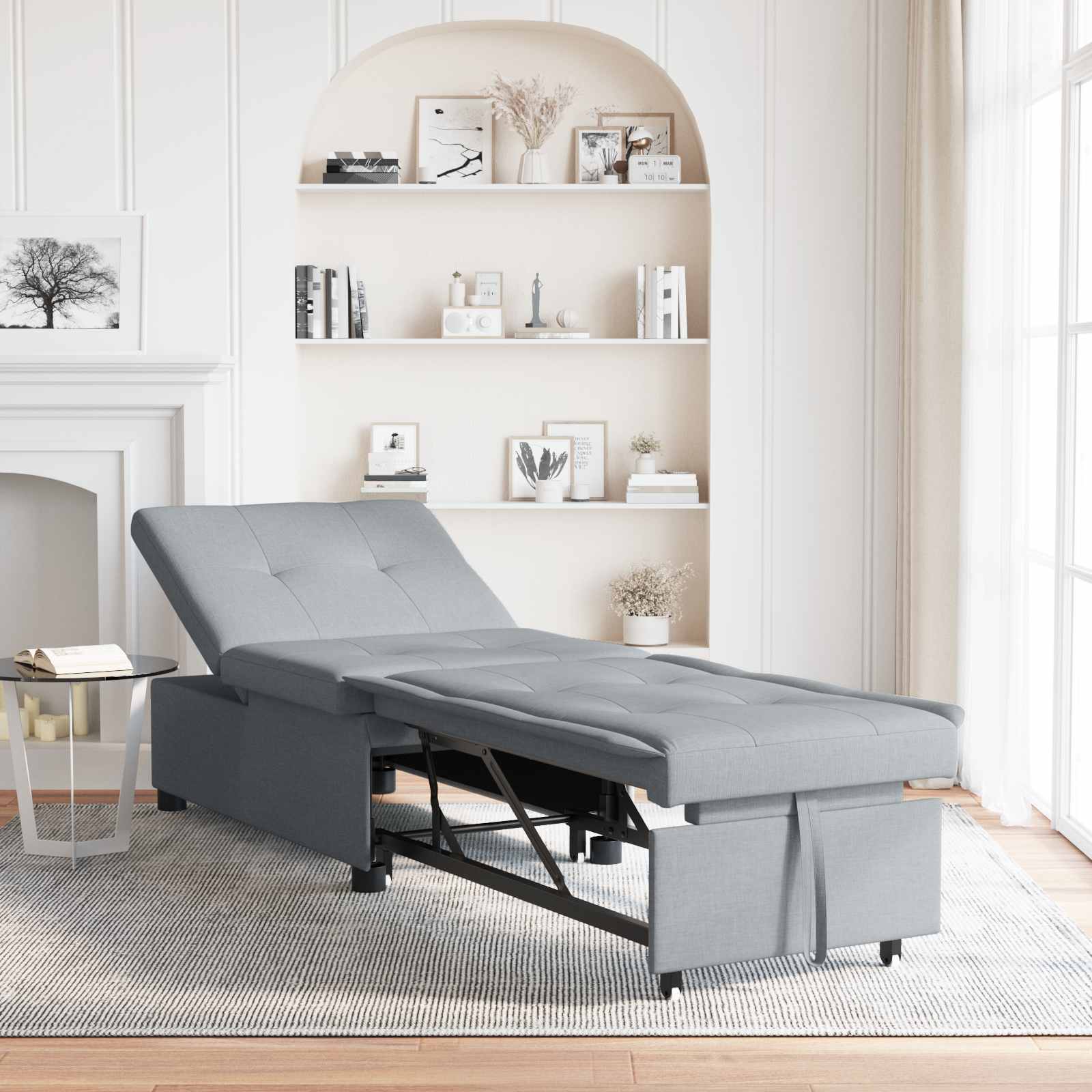 vidaXL Rozkładana sofa Jasnoszary 194 x 50 x 82 cm tkanina