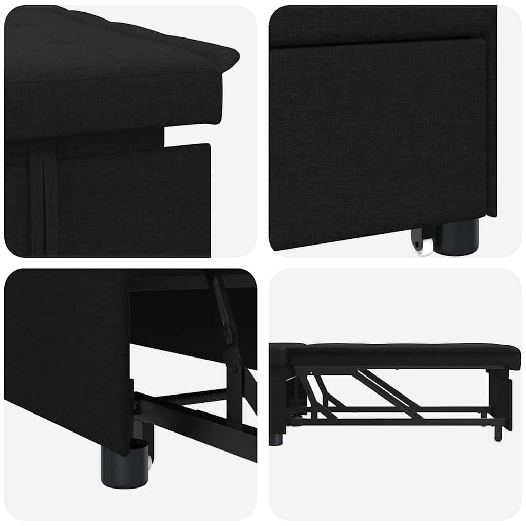vidaXL Rozkładana sofa Czarny 194 x 50 x 82 cm tkanina