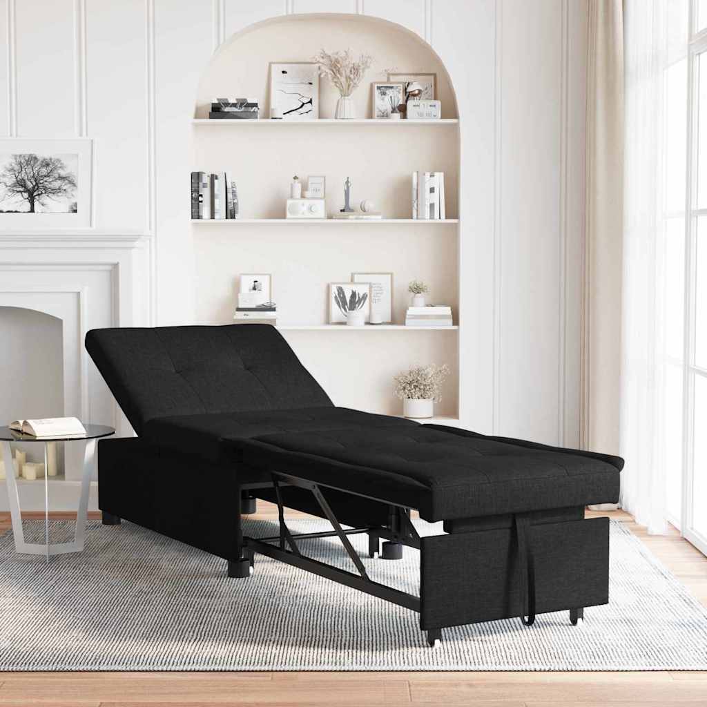 vidaXL Rozkładana sofa Czarny 194 x 50 x 82 cm tkanina