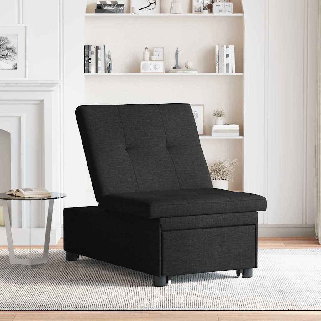 vidaXL Rozkładana sofa Czarny 194 x 50 x 82 cm tkanina