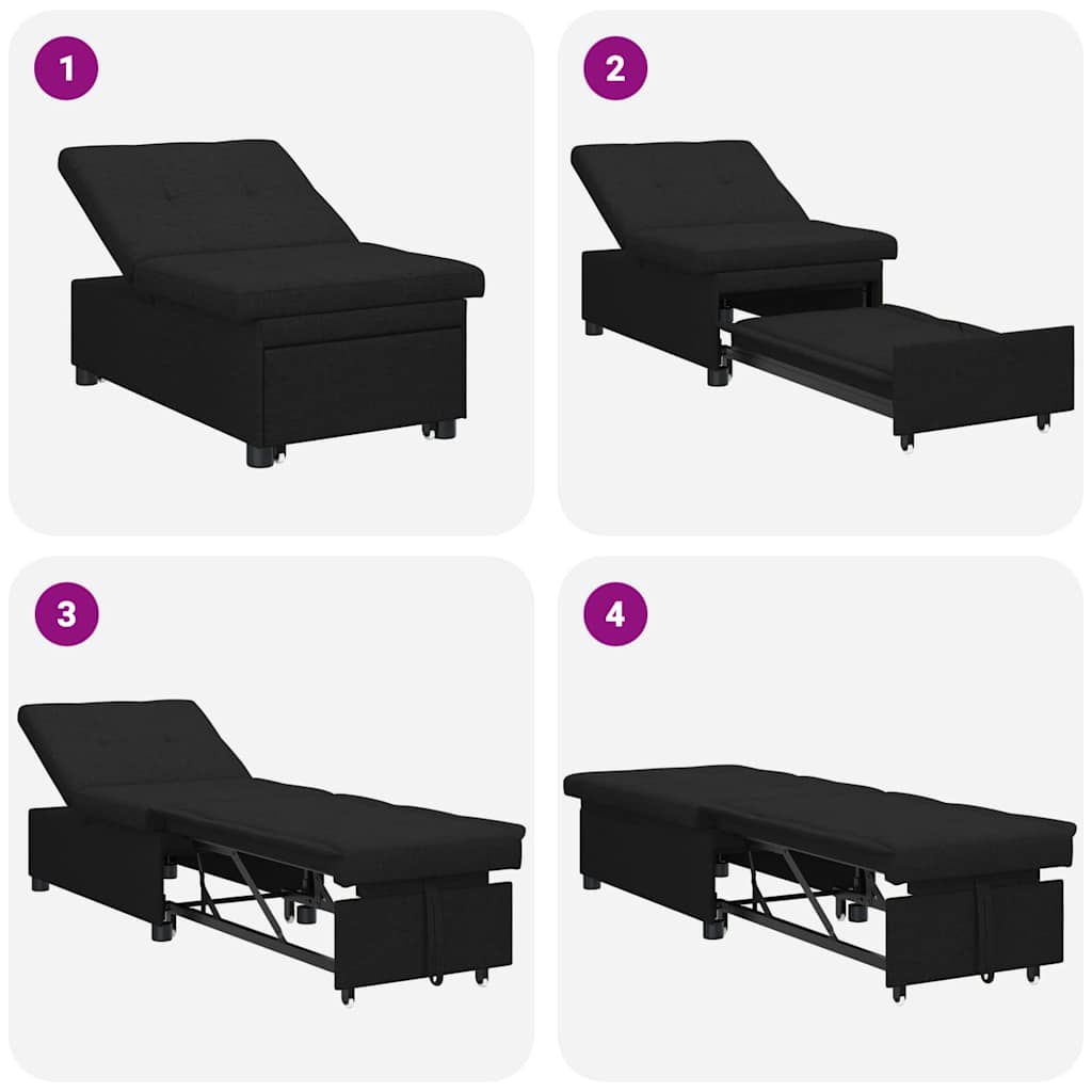 vidaXL Rozkładana sofa Czarny 194 x 50 x 82 cm tkanina