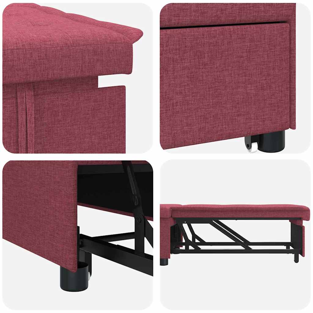 vidaXL Rozkładana sofa Czerwone wino 194 x 50 x 82 cm tkanina