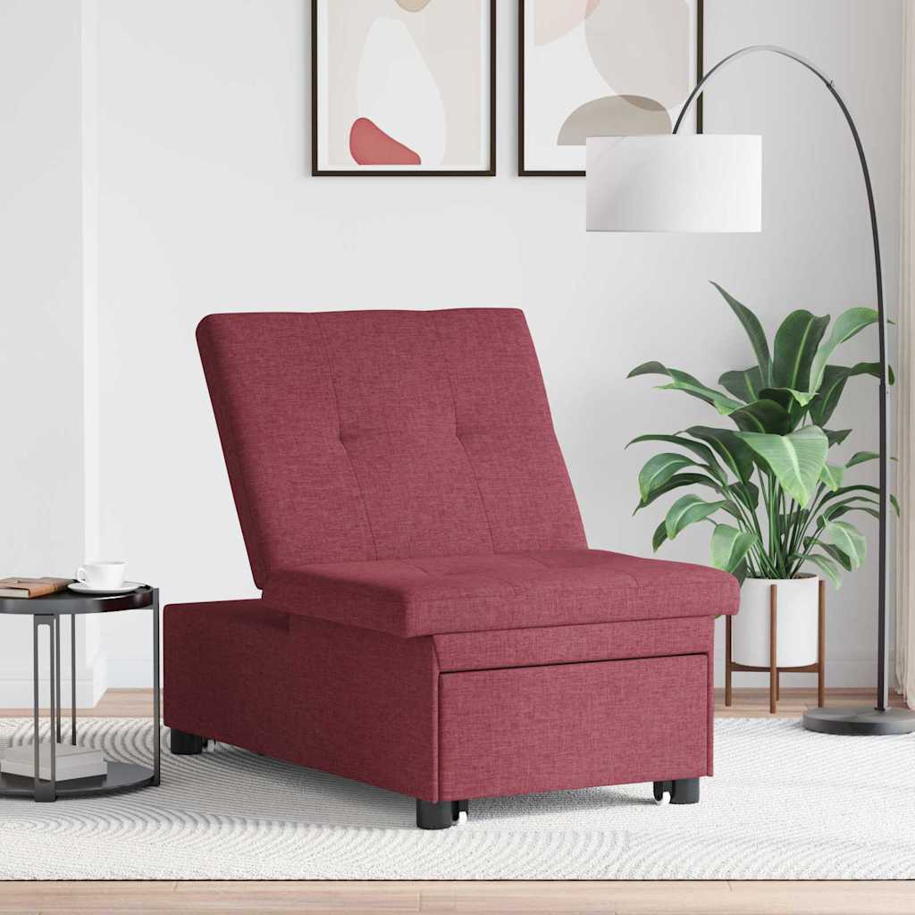 vidaXL Rozkładana sofa Czerwone wino 194 x 50 x 82 cm tkanina