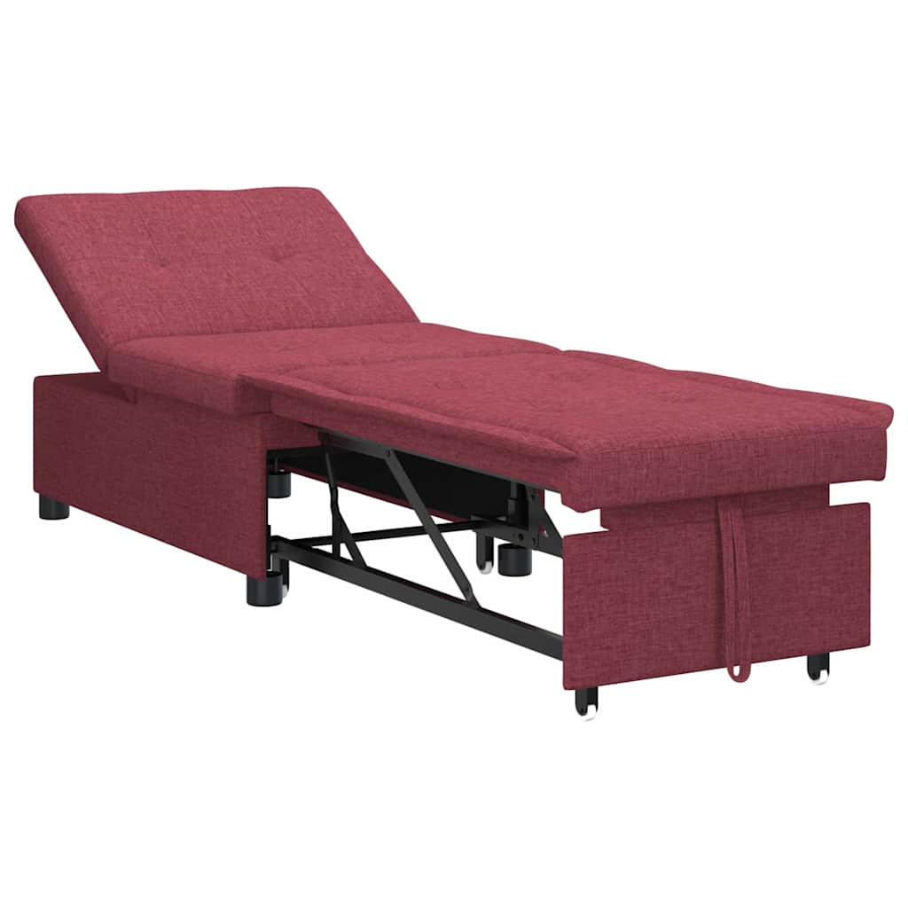vidaXL Rozkładana sofa Czerwone wino 194 x 50 x 82 cm tkanina
