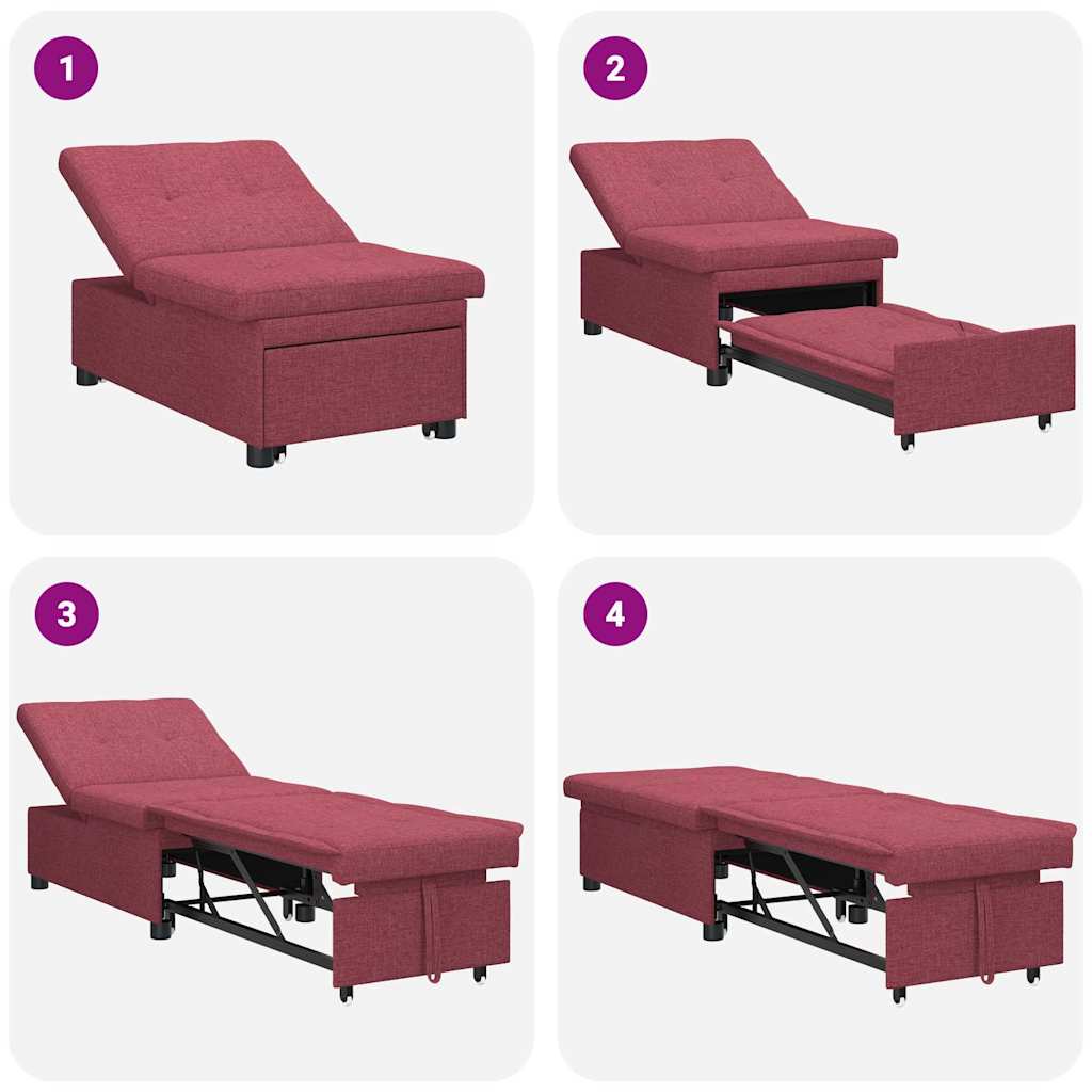 vidaXL Rozkładana sofa Czerwone wino 194 x 50 x 82 cm tkanina