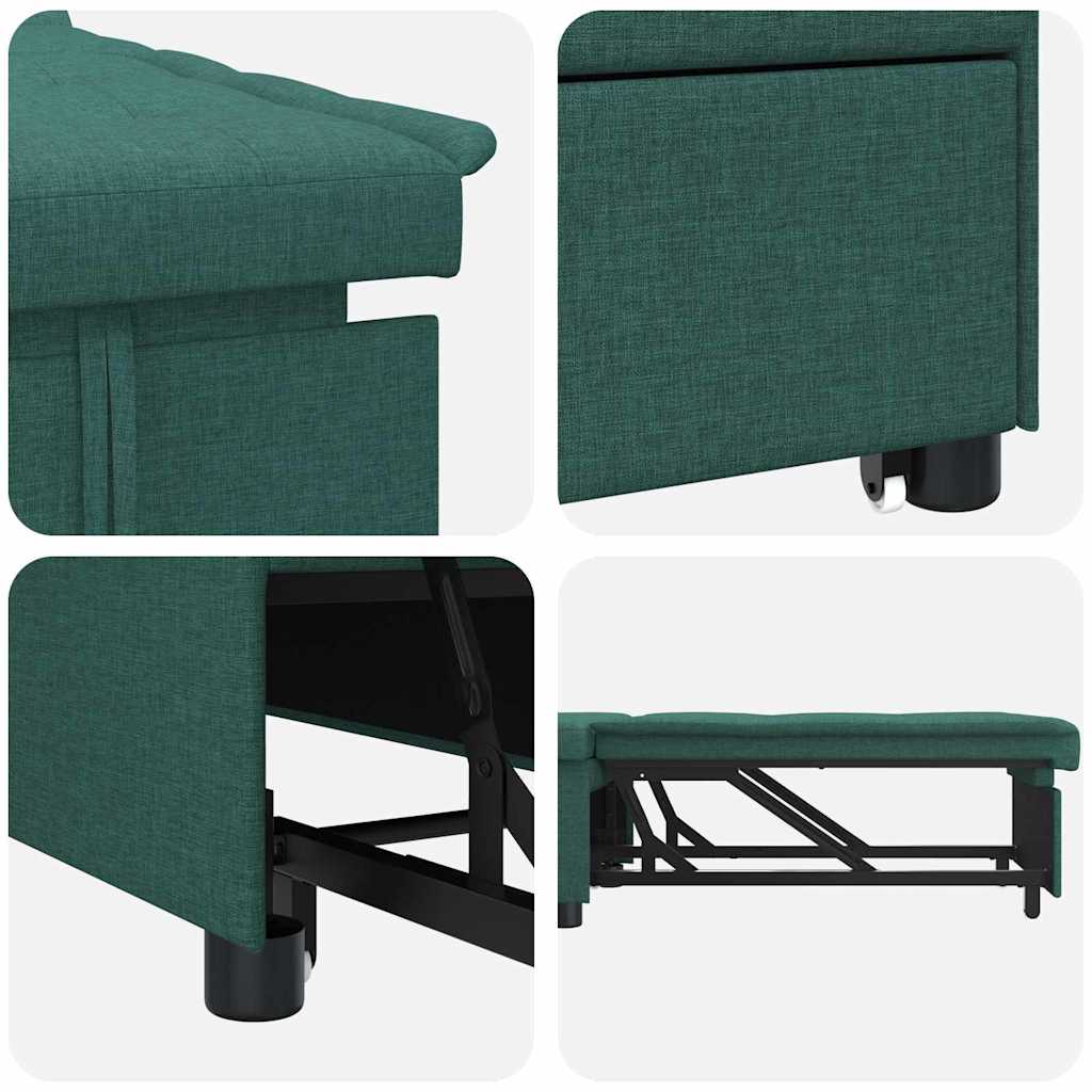 vidaXL Rozkładana sofa Ciemna zieleń 194 x 50 x 82 cm tkanina