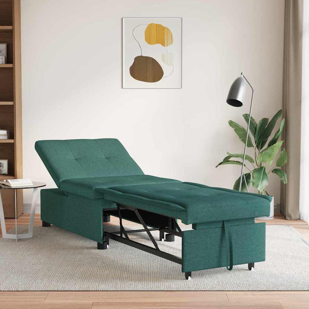 vidaXL Rozkładana sofa Ciemna zieleń 194 x 50 x 82 cm tkanina
